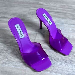 Steve Madden Signal Open Toe Heeled Sandal Clear Lilac Size 7.5